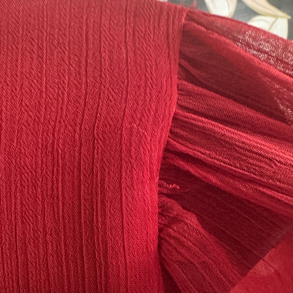 Express Deep Red Ruffled Sleeve Blouse - Picture 8 of 9